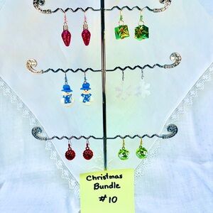 Handcrafted Christmas Gift Earrings Bundle 6 Colors Styles Nostalgic Colorful